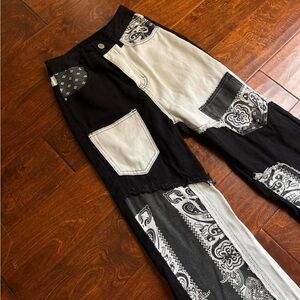 Black and White Patchwork Pants